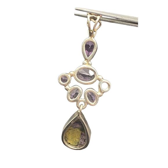 Amethyst Atlantisite Pendant with sterling silver 925 with multiple gems and dro - Picture 8 of 9
